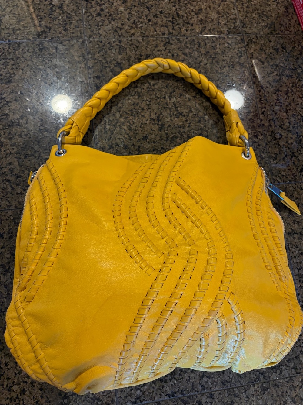 Fenn Wright Manson Yellow Braided-Handle Shoulder Bag
